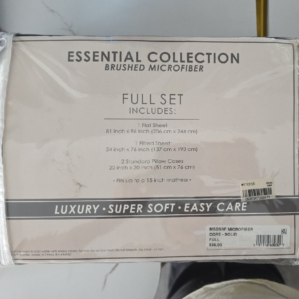 Macy's Essential Collection Full Sheet Set - Navy - Picture 2 of 2